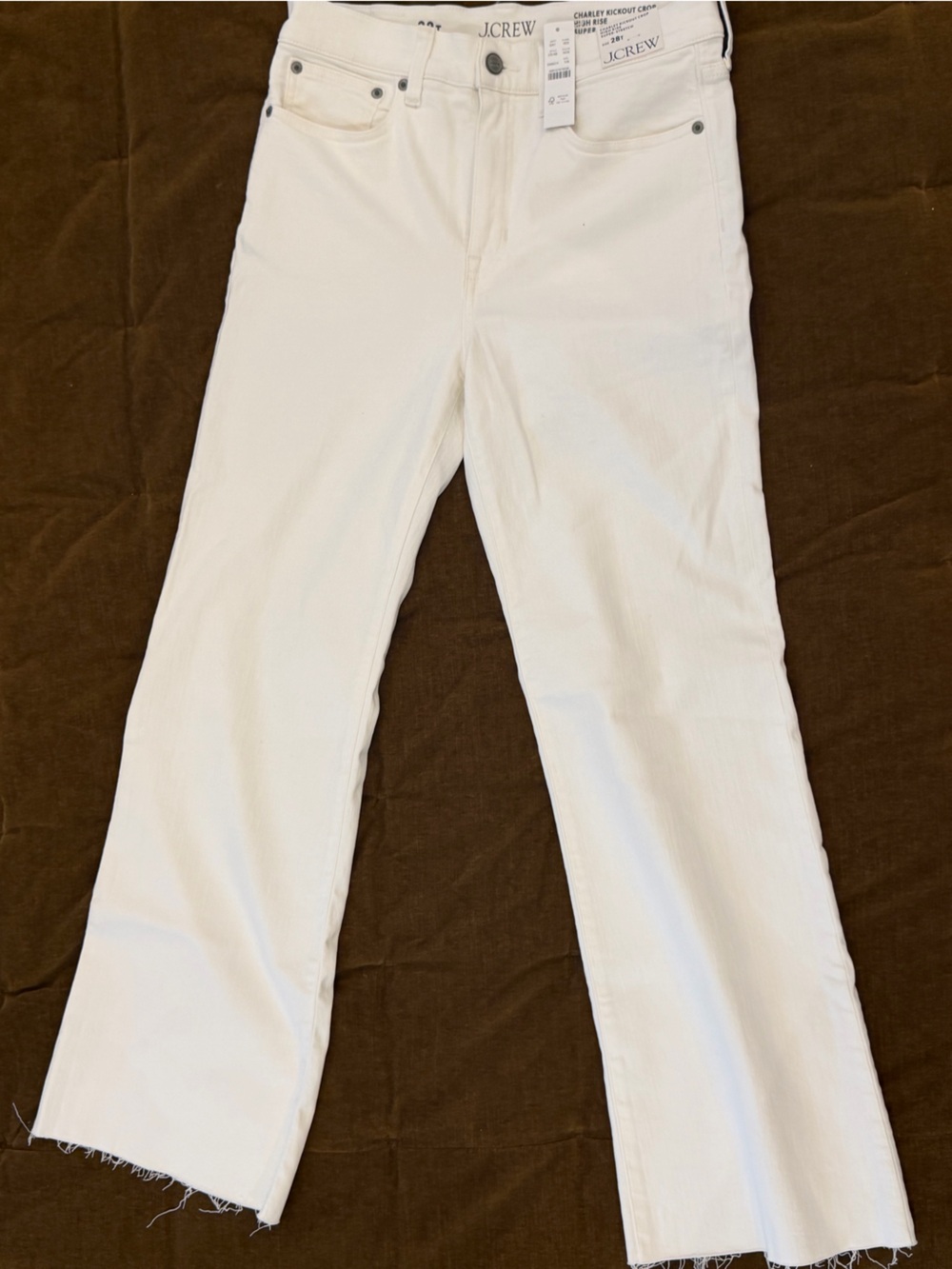 J. Crew Off-White Charley Kickout Crop Jeans
